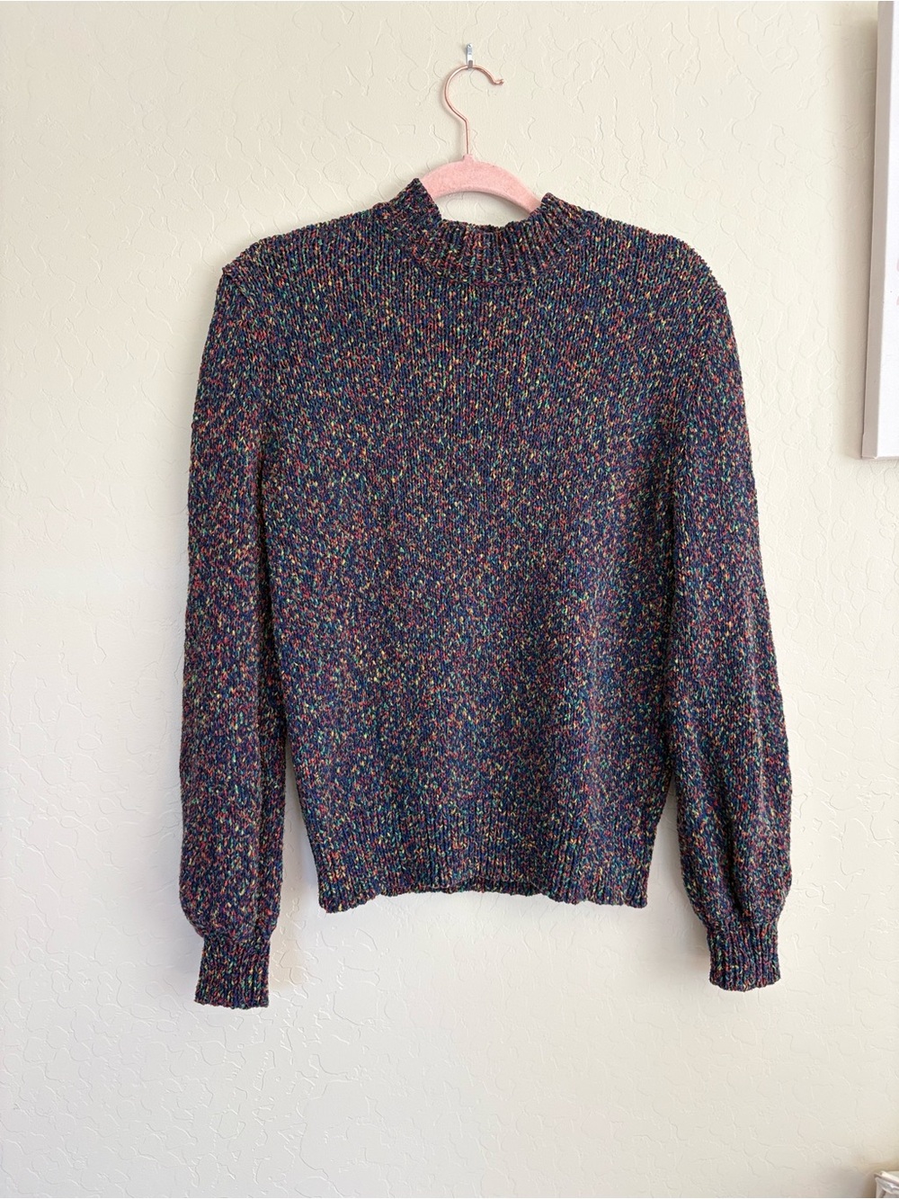 Anthropologie Seen Worn Kept Confetti Mockneck Sweater Purple Medium - Picture 2 of 7